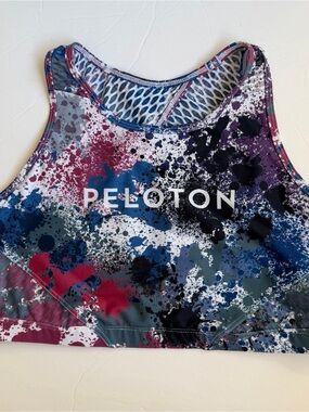 Peloton Blue Purple Pink Splatter Racerback Sports Bra XL
